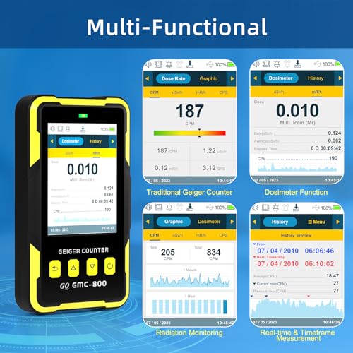 GQ Nuclear Radiation Detector GQ GMC-800 Geiger Counter USA Design Product US National Standard Large Color LCD Display 5 Alarm Types Dosimeter Data Save & Global Share Beta Gamma X-ray Portable Device - Image 2