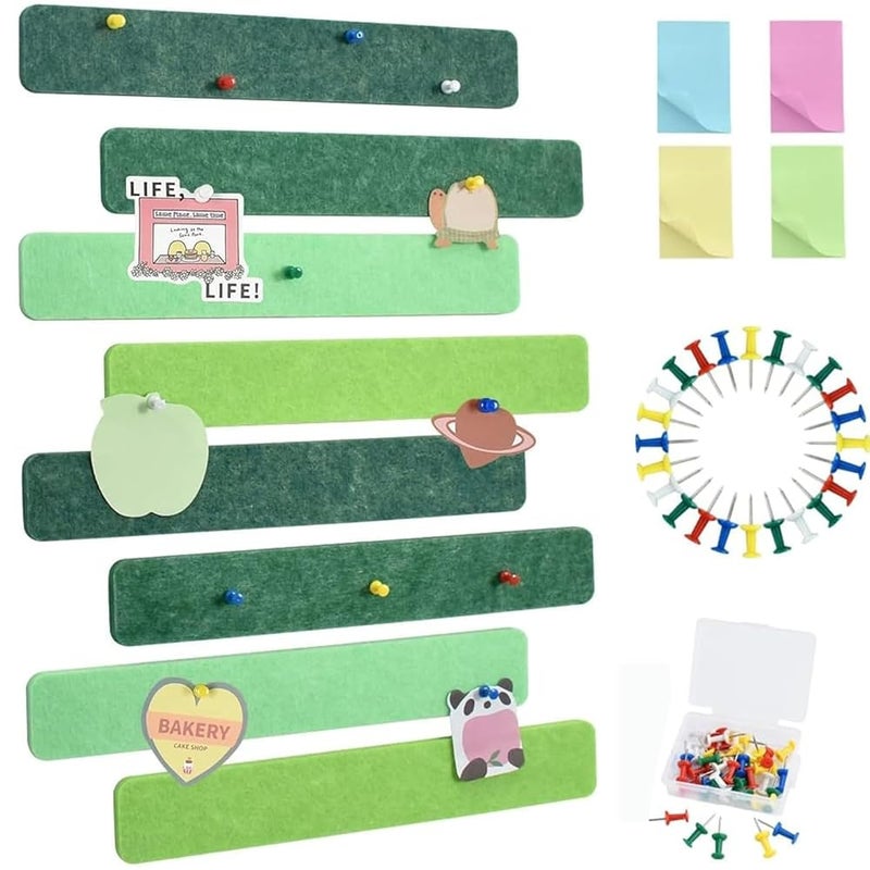 Felt Board Message Board – Green Combination, 8 Pieces + 35 Thumbtacks + Sticky Notes, for Office