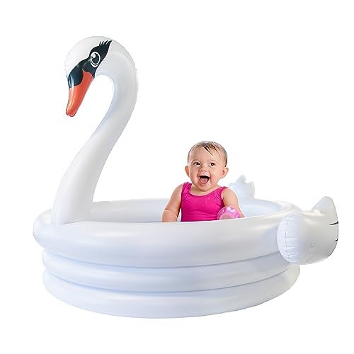 Coconut Float White Swan Inflatable Kid Pool 48 Baby Kids Blow Up Pools for Summer Outdoor Kid Swimming Toys for Boys Girls Play Center Kiddy Inflatable Outdoor Swimming Pool for Toddler 13 - Image 1