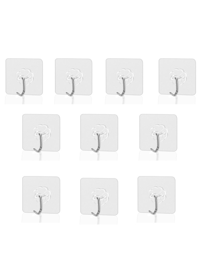 10 Pieces Waterproof Wall Hooks Self Adhesive Sticker Hanger Transparent  - Image 1
