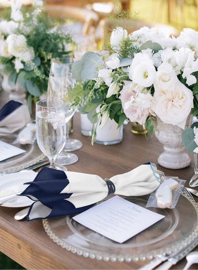 IDOWMAT Light Blue Coastal Anchor Cloth Napkins Set of 8,Reusable Washable Napkins Cloth, Navy Blue White Striped Table Dinner Napkins for Kitchen Wedding Parties - Image 2