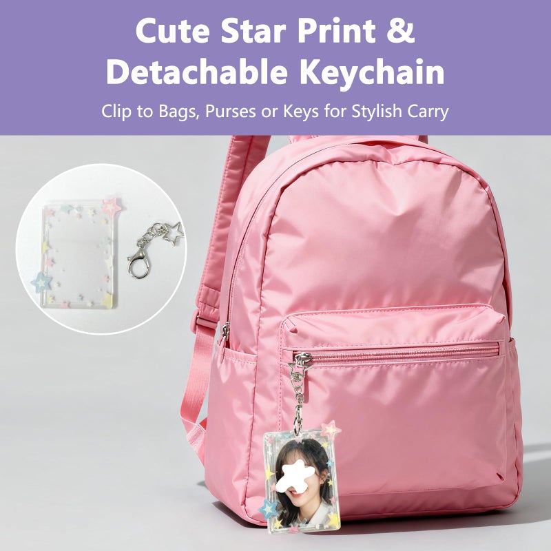 YKEBVPW Star Photo Card Holder Keychain 3 Inch Acrylic Photocard PC Holder Cute Photocards Holders with Star Pendant for Idol Card Photo Album and Collectible Photocard Storage Accessories - Image 2