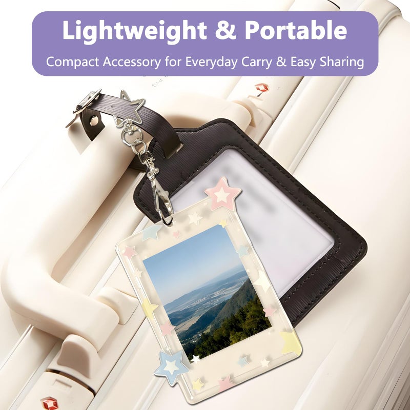 YKEBVPW Star Photo Card Holder Keychain 3 Inch Acrylic Photocard PC Holder Cute Photocards Holders with Star Pendant for Idol Card Photo Album and Collectible Photocard Storage Accessories - Image 5