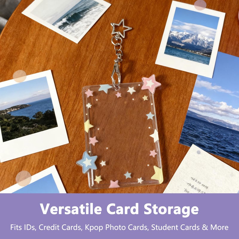YKEBVPW Star Photo Card Holder Keychain 3 Inch Acrylic Photocard PC Holder Cute Photocards Holders with Star Pendant for Idol Card Photo Album and Collectible Photocard Storage Accessories - Image 4