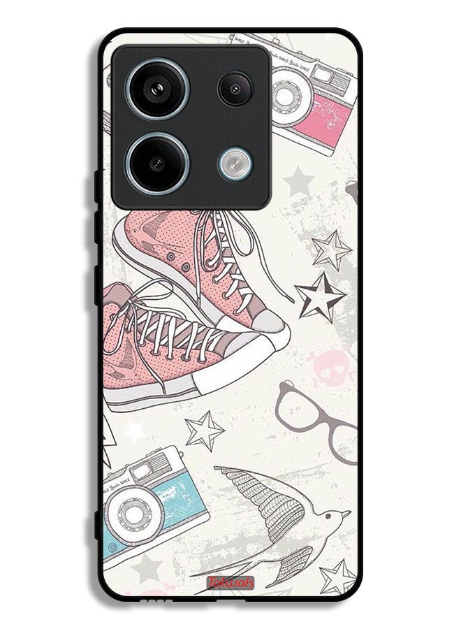 Tolwak Xiaomi Redmi Note 13 Pro Protective Case Cover Canva Shoes And Camera Art - Image 1