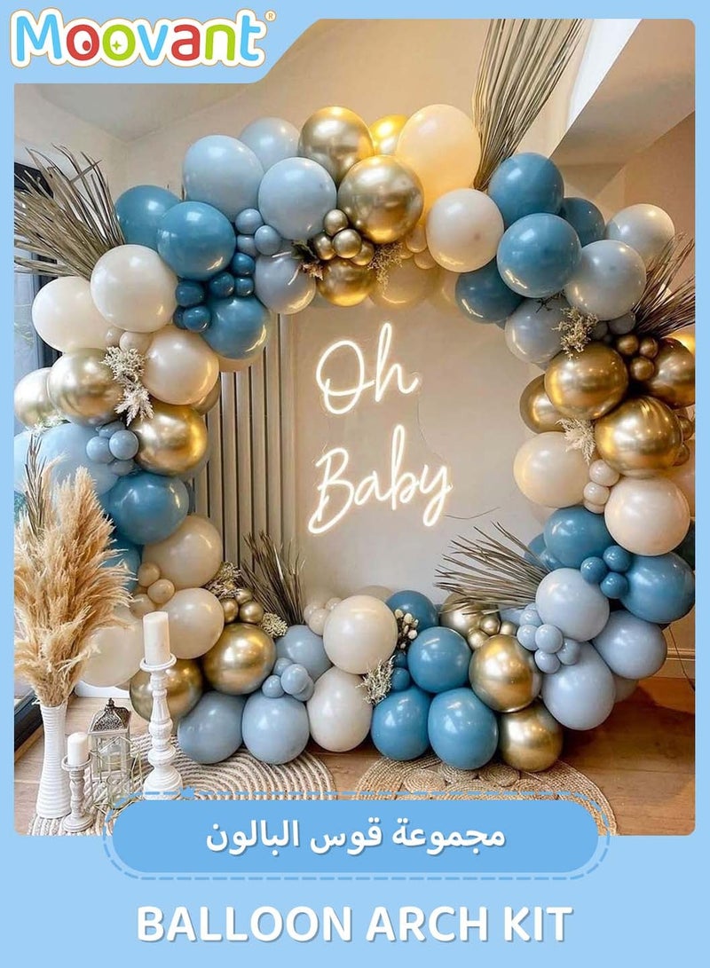 Moovant 167PCS Balloon Arch Kit Pastel Macaron Blue Ocean Chrome Themed Event Decorations for Birthday Party Mothers Day Wedding Baby Shower Decorations  - Image 1