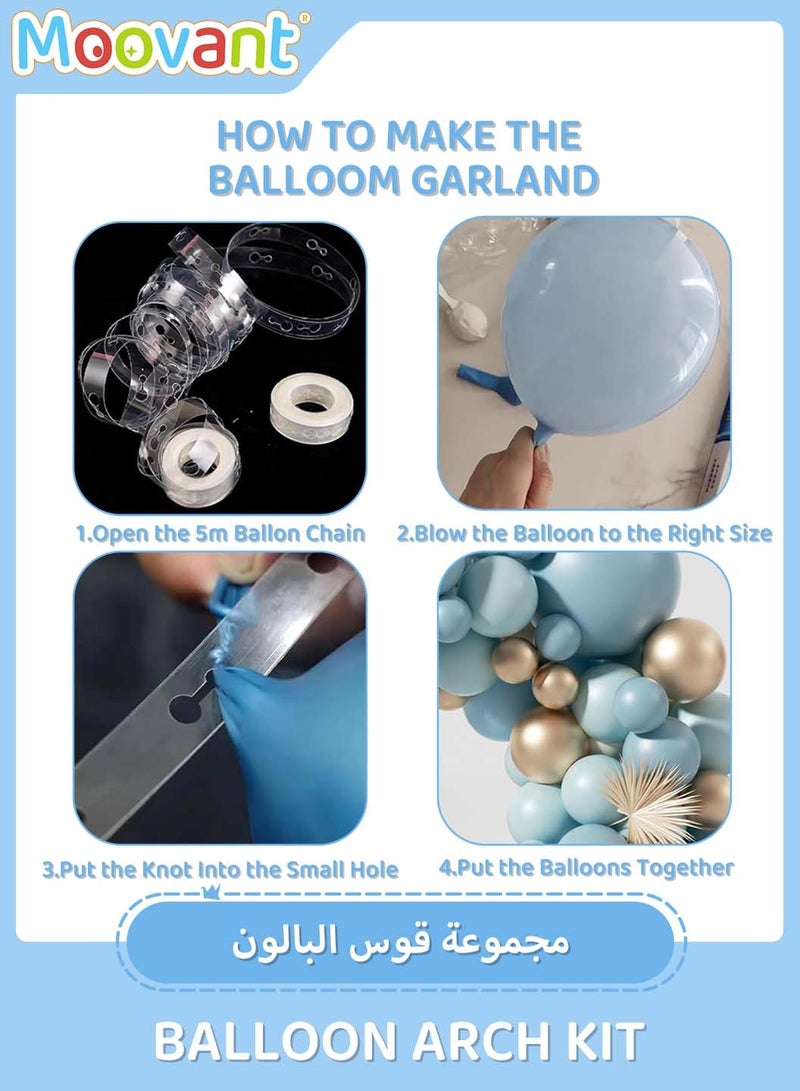 Moovant 167PCS Balloon Arch Kit Pastel Macaron Blue Ocean Chrome Themed Event Decorations for Birthday Party Mothers Day Wedding Baby Shower Decorations  - Image 5