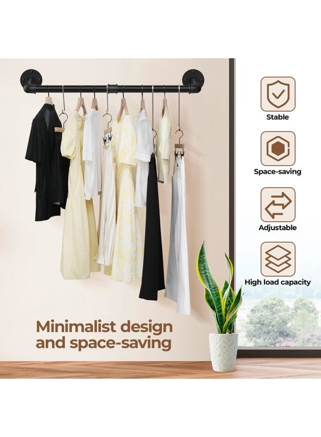 Abiglifty Wall Mounted Clothes Rack 38.4 Inch, Industrial Pipe Clothing Rack, Black Wall Clothing Rack, Multi-Purpose Clothing Hanging Rod for Closet (2 Pack) - Image 4