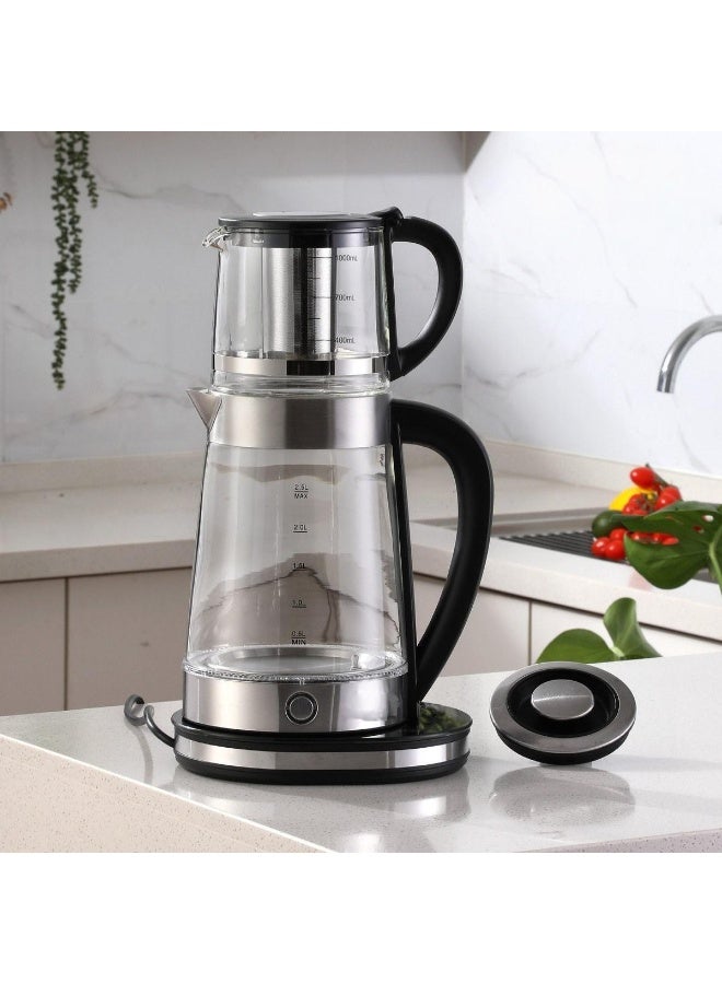 Tradeo 2-in-1 Glass Electric Tea Maker Kettle with Stainless Steel Filter & Auto Shut-Off 2.2L - Image 3