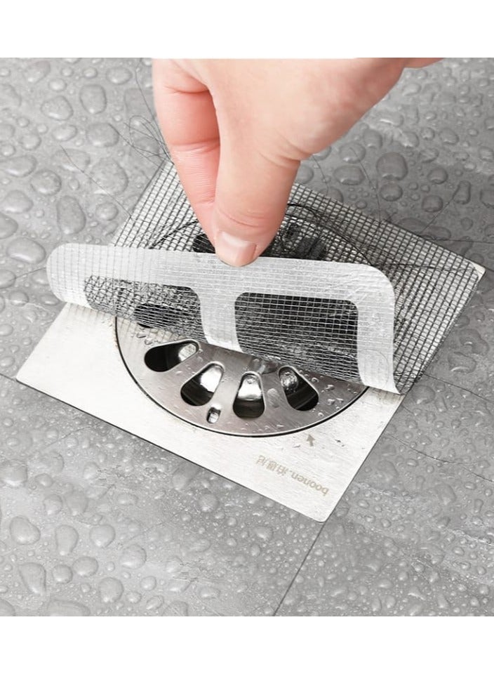 OSALIA Disposable Hair Drain Stickers, 30pcs Bathroom Drain Hair Catcher, Square Shower Drain Hair Catcher Mesh Stickers for Bathroom Laundry Bathtub Kitchen - Image 2