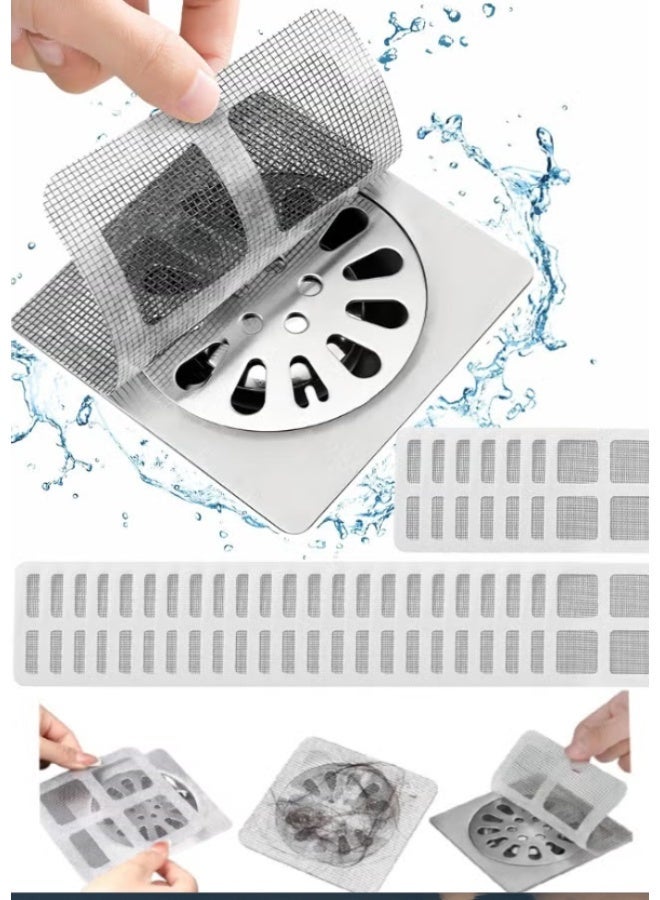 OSALIA Disposable Hair Drain Stickers, 30pcs Bathroom Drain Hair Catcher, Square Shower Drain Hair Catcher Mesh Stickers for Bathroom Laundry Bathtub Kitchen - Image 3