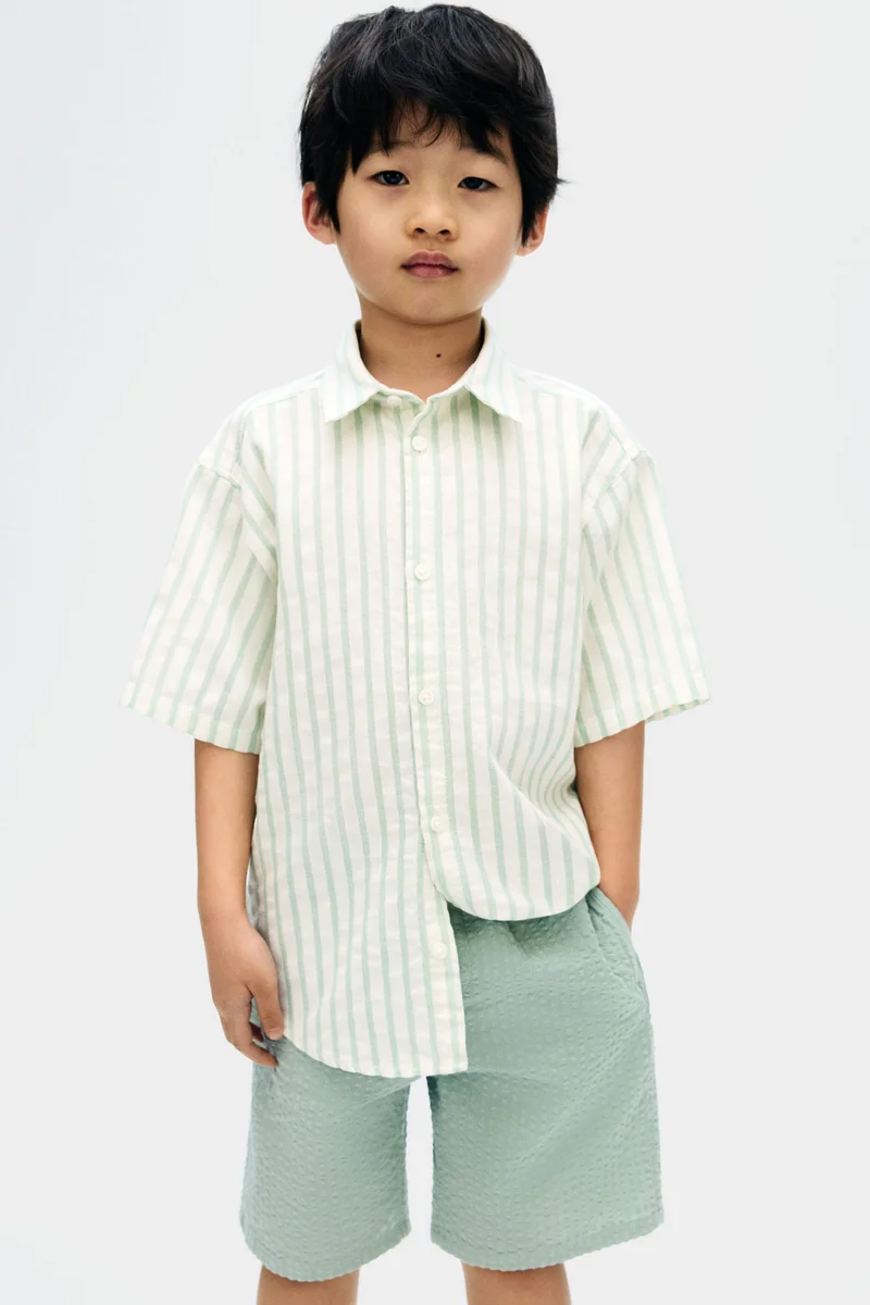 اتش اند ام Cotton seersucker shorts