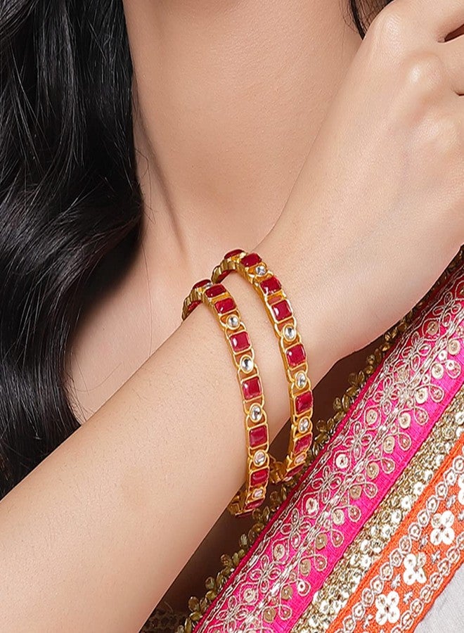كارات كارت طقم أساور كارات كارت مطلية بالذهب ومرصعة بحجر أحمر للنساء - Image 2