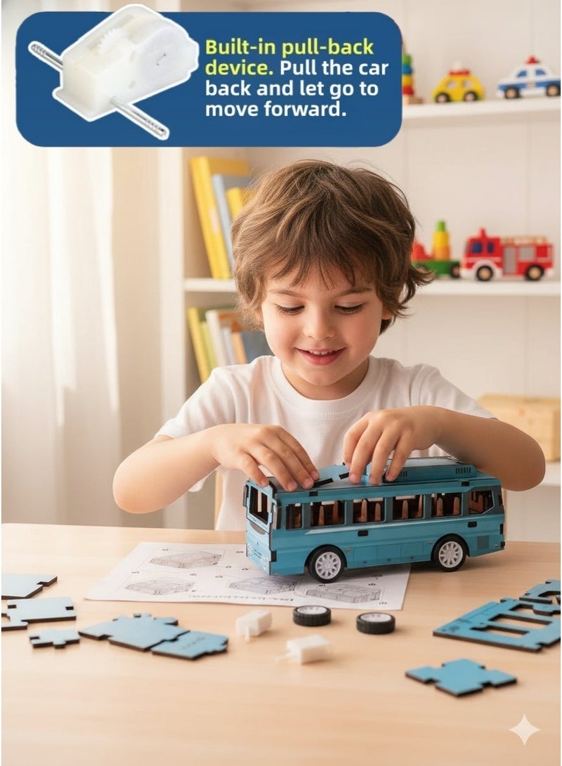 Saudi Select Engaging 3D Wooden Puzzle Bus Toy - Hands-On STEM Learning & Fun Assembly Model Kit - Image 2