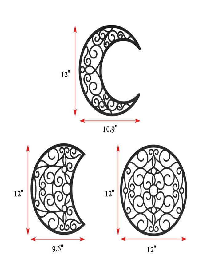 Bnesi 5Pcs Moon decoration wall decoration,12 Inch Moon Phase Spiritual Bedroom Wall Hanging Decor,boho bedroom decor home wall decoration (Black) - Image 4