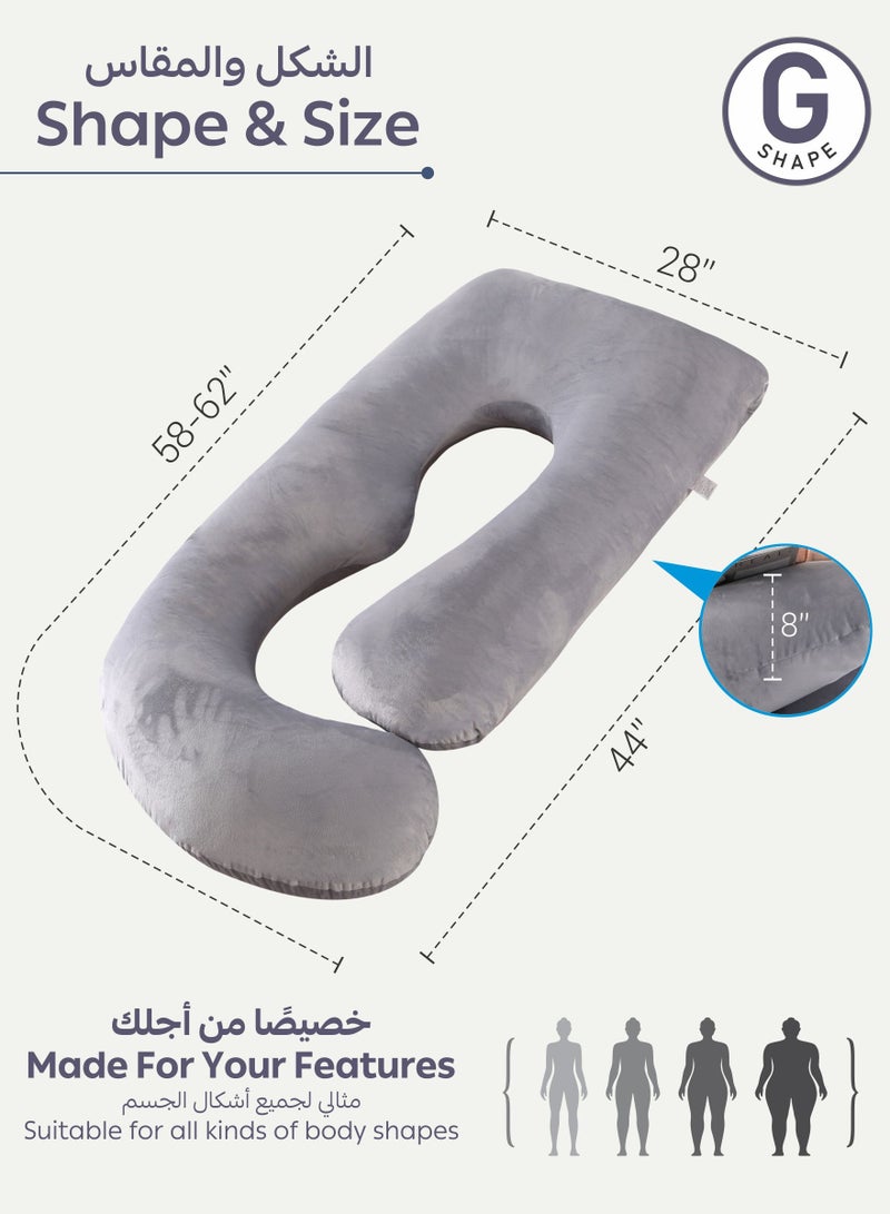 Donetella G-Shape Pregnancy Pillow – 180 cm Full Body Maternity Support Pillow with Removable Washable Velvet Cover – Support for Back, Legs, Belly & Hips - Image 2