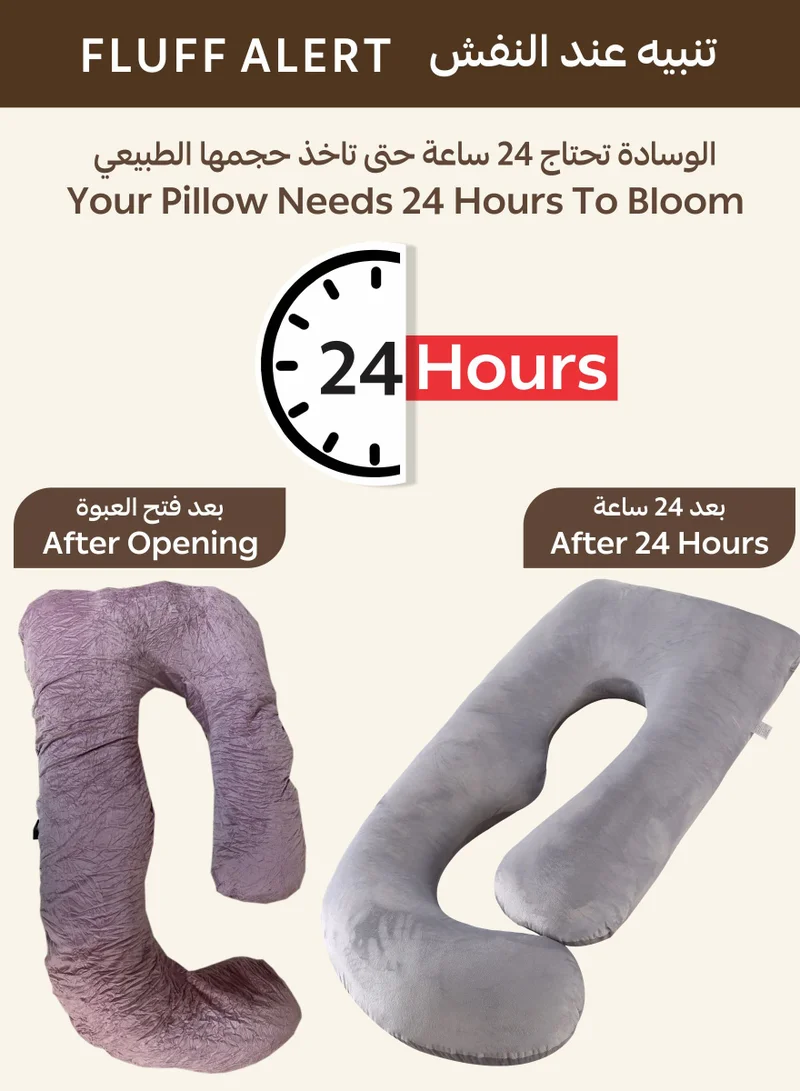 Donetella G-Shape Pregnancy Pillow – 180 cm Full Body Maternity Support Pillow with Removable Washable Velvet Cover – Support for Back, Legs, Belly & Hips