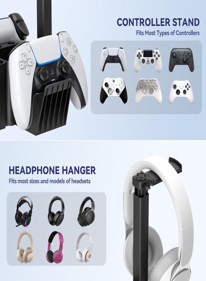 KDD Dual Controller Holder with Headphone Stand - Multi-Functional Desk Storage Box with Phone Holder - Universal Controller Stand with Desktop Organizer for Remote Control Pen Accessories - Image 3