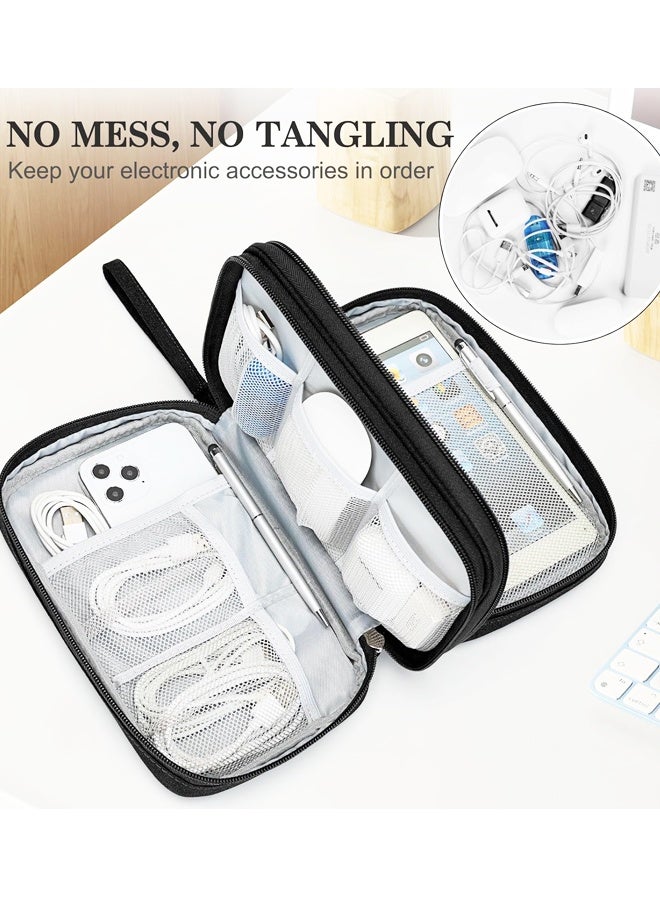 Large Travel Electronic Organizer Bag, Waterproof Double Layer Pouch for Cables and Accessories - Image 4