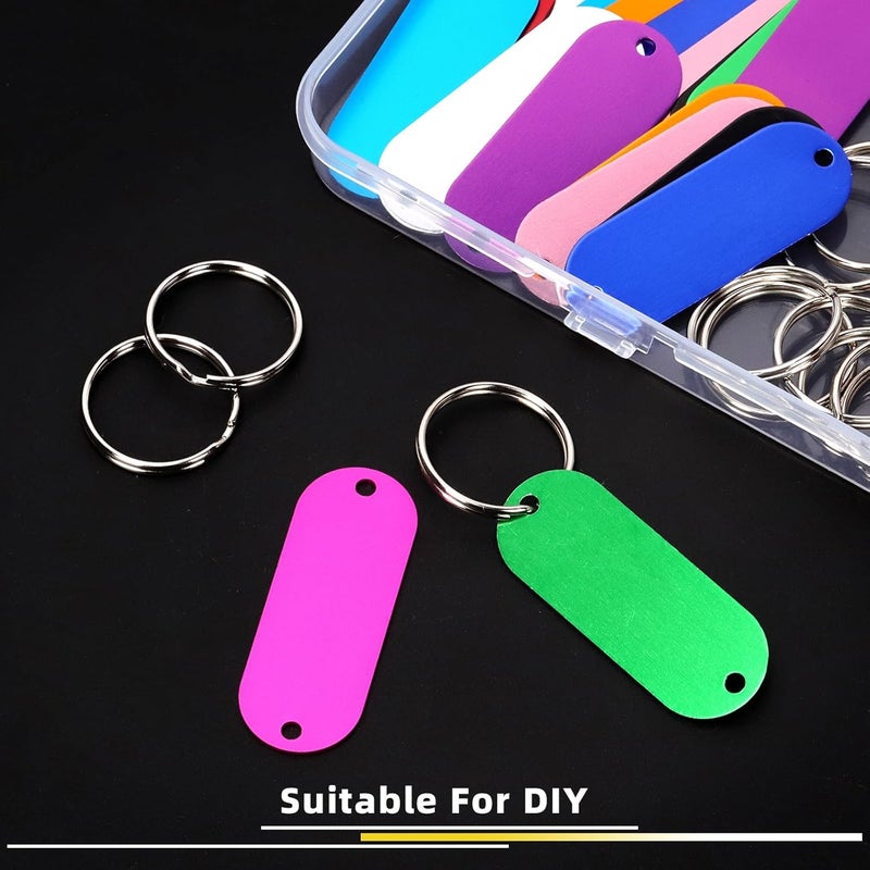 Mardatt 40Pcs(20 Set) Aluminum Blank Tags with Key Ring Kit, 10 Colors Stamping Blanks with 2 Holes Engraving Blank Discs Dog Tag Pet Tags for DIY Decorative Craft, 50.7 x 19 x 1mm - Image 5
