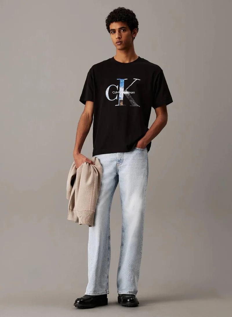 Calvin Klein Jeans Ck Black Monogram Photo Print T-Shirt for Men | Best Price UAE