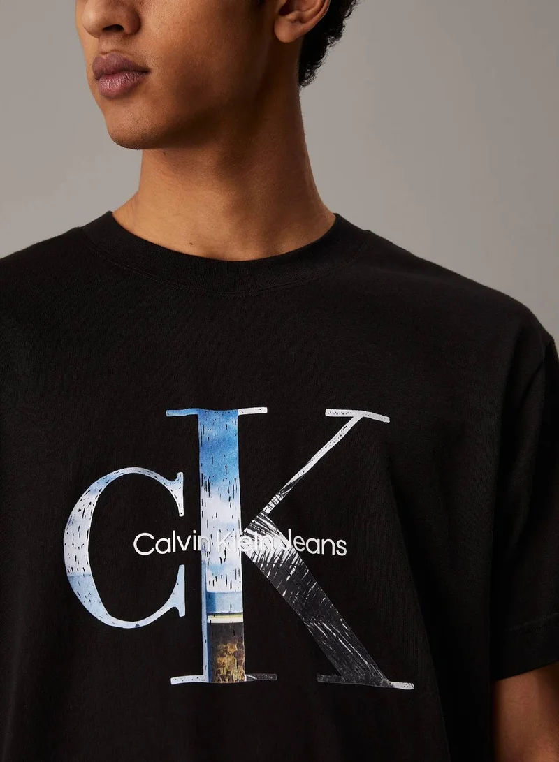 Calvin Klein Jeans Ck Black Monogram Photo Print T-Shirt for Men | Best Price UAE