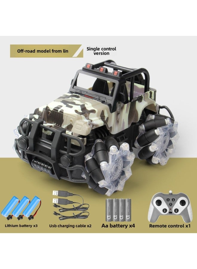 Loquat 2.4G Horizontal Off-road Vehicle Children's Electric Light Gesture Sensing Remote Control Car Rollover Drift Toy Car-Color:Jungle Off-road Handle Remote Control (three Lithium) - Image 1