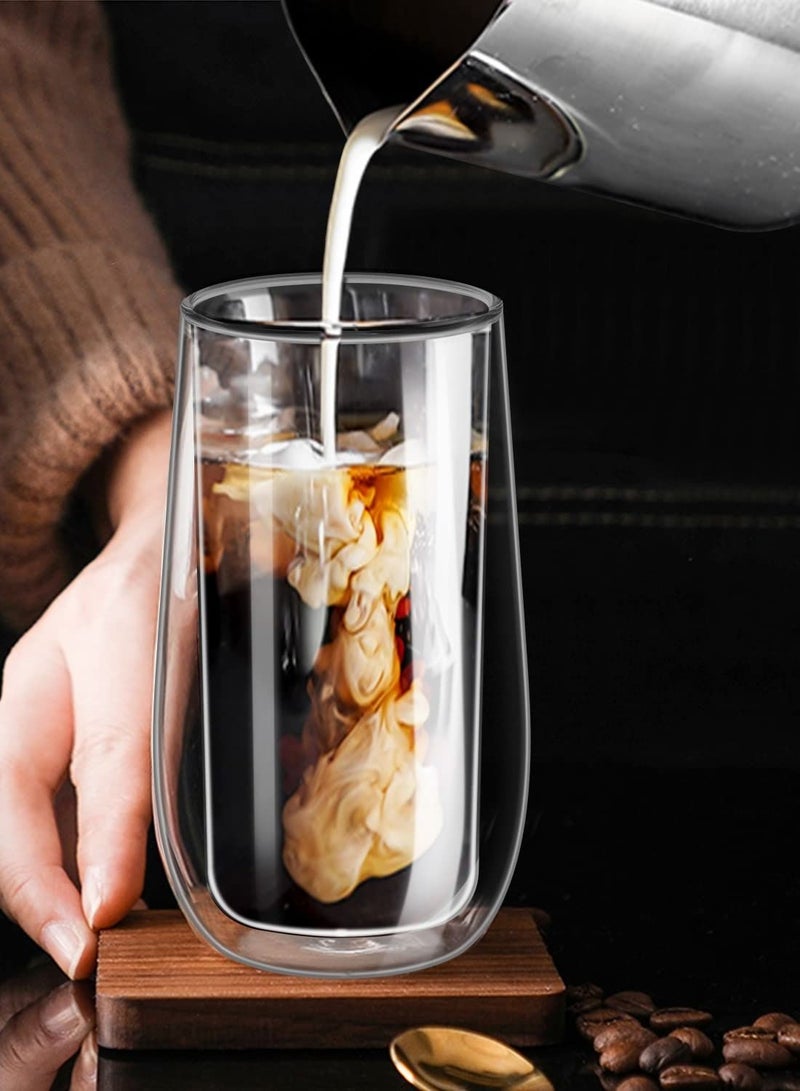 SYOSI 250ml Double Walled Coffee Glass Mugs for Hot Cold Drink Transparent Latte Espresso Glasses Cups Coffee Tea Milk Juice Borosilicate Heat Resistant Crystal Glass Cups(Set of 2) - Image 4