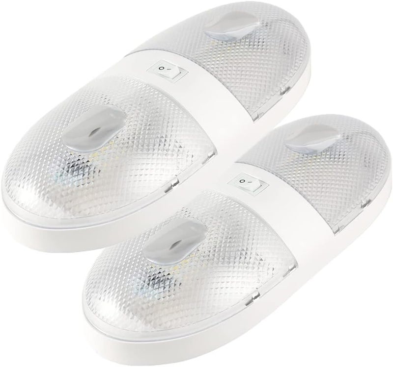 Lumitronics RV 12V Double LED Ceiling Dome Light, On/Off Switch, Removable Lenses (Pack of 2) - Image 1