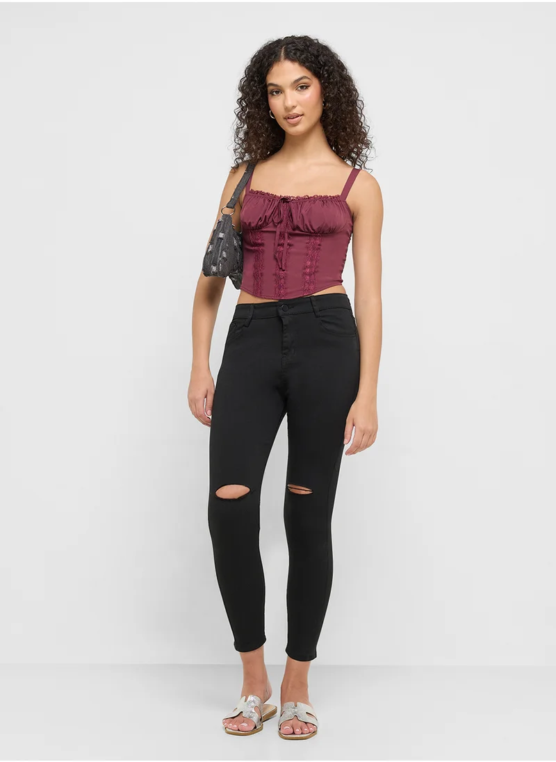 Ginger High Rise Distressed Skinny Fit Jeans