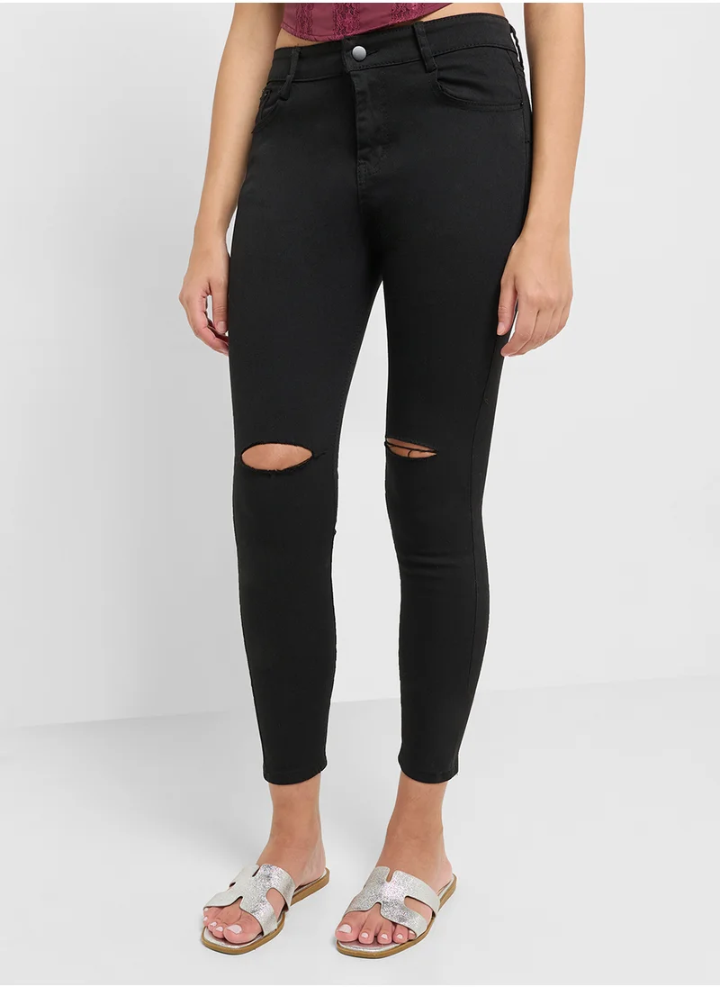 Ginger High Rise Distressed Skinny Fit Jeans