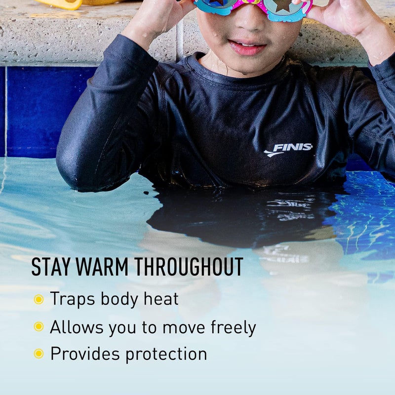 FINIS Thermal Swim Shirt - Heat-Retaining BiPoly Fabric - UPF 50 & Up UV Protection - Chlorine Resistant - Youth M - Image 3