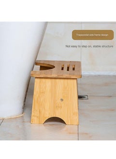 A.M Bamboo Toilet Stool,  stool Foldable,7 8 9 Inches Adjustable Heights Potty Stool For Adults kids, Portable Foot Stool For Bathroom RV, Sturdy Squat Stool Potty 500 lbs Capability, Non-Slip  - Image 4