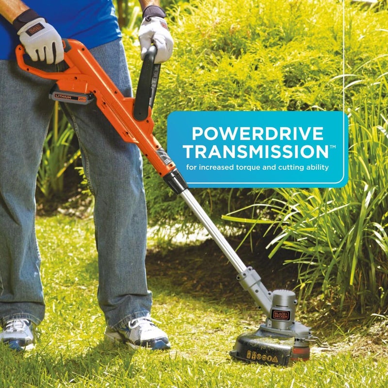 BLACK+DECKER 20V MAX String Trimmer and Edger 2 in 1, Cordless Weed Wacker with Auto Spool Feed, Battery and Charger Included, 12 Inch Steel Blade, Reduced Vibration (LST300) - Image 2