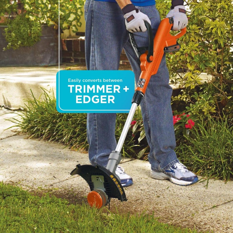 BLACK+DECKER 20V MAX String Trimmer and Edger 2 in 1, Cordless Weed Wacker with Auto Spool Feed, Battery and Charger Included, 12 Inch Steel Blade, Reduced Vibration (LST300) - Image 3