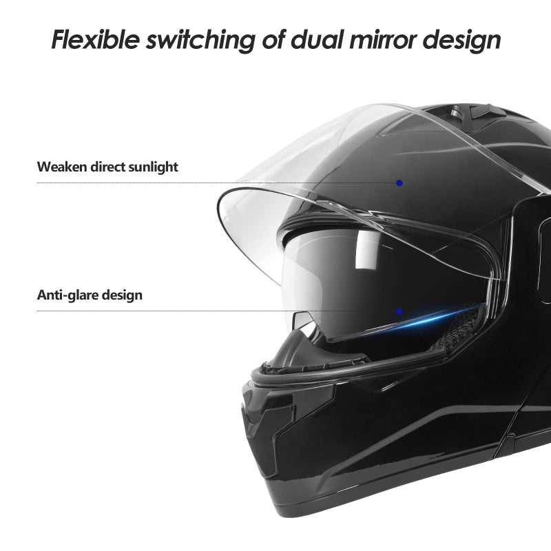 Cutey Motorcycle Full Face Helmet for Unisex-Adults DOT Approved Motorbike Street Bike Racing Helmets (Black,L) - Image 4