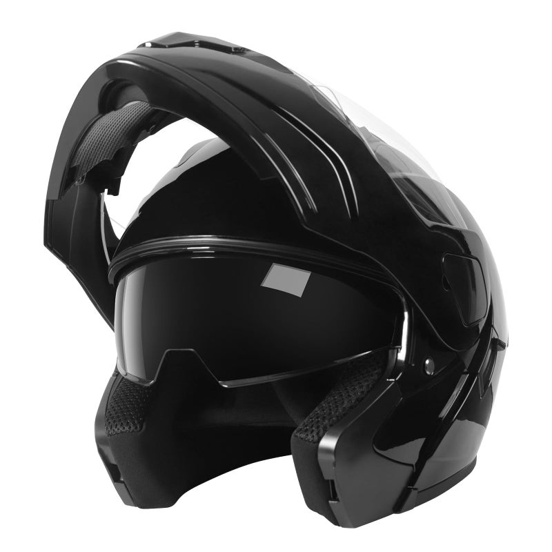 Cutey Motorcycle Full Face Helmet for Unisex-Adults DOT Approved Motorbike Street Bike Racing Helmets (Black,L) - Image 1