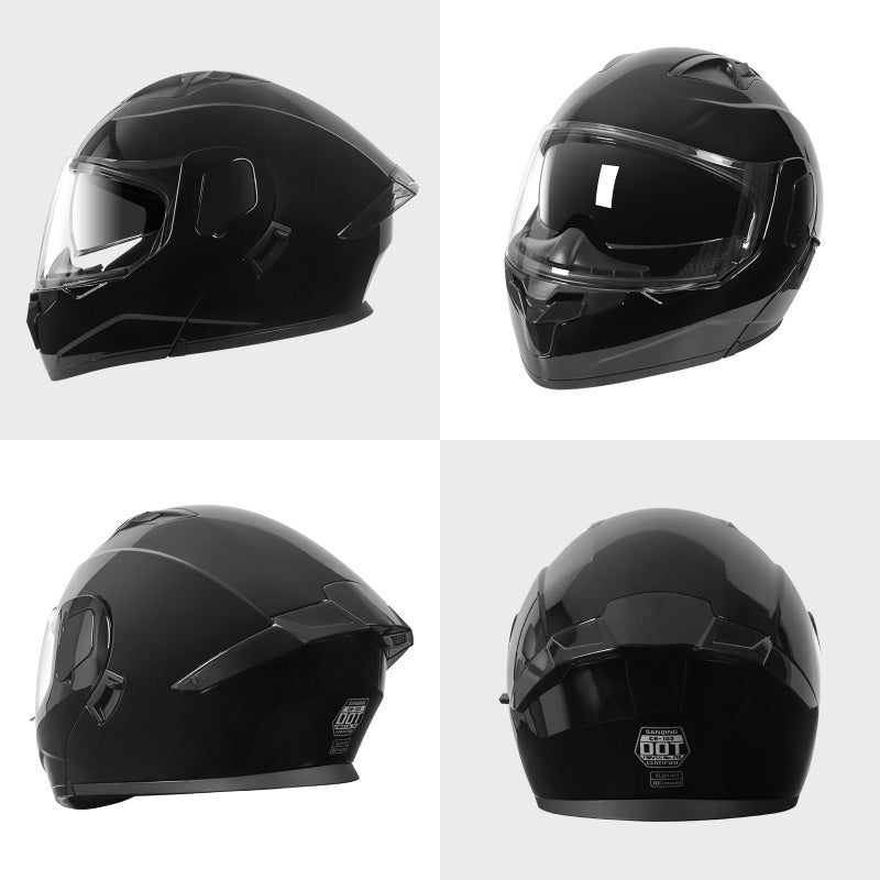 Cutey Motorcycle Full Face Helmet for Unisex-Adults DOT Approved Motorbike Street Bike Racing Helmets (Black,L) - Image 3