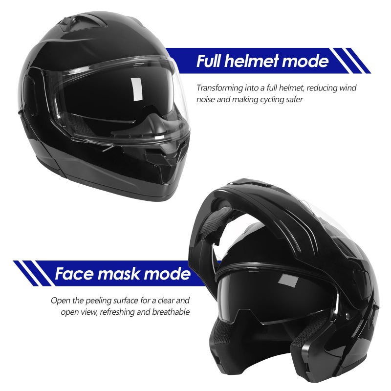 Cutey Motorcycle Full Face Helmet for Unisex-Adults DOT Approved Motorbike Street Bike Racing Helmets (Black,L) - Image 2
