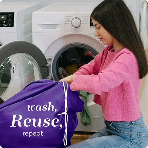 Handy Laundry Nylon Laundry Bag - Locking Drawstring Closure and Machine Washable. These Bags will Fit a Laundry Basket or Hamper and Strong Enough to Carry up to Three Loads of Clothes. (Purple) - Image 5
