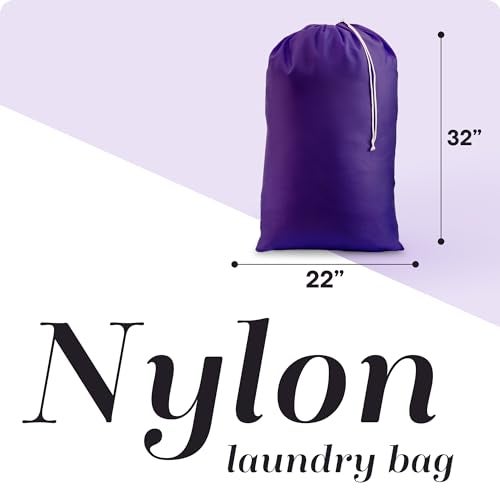 Handy Laundry Nylon Laundry Bag - Locking Drawstring Closure and Machine Washable. These Bags will Fit a Laundry Basket or Hamper and Strong Enough to Carry up to Three Loads of Clothes. (Purple) - Image 2