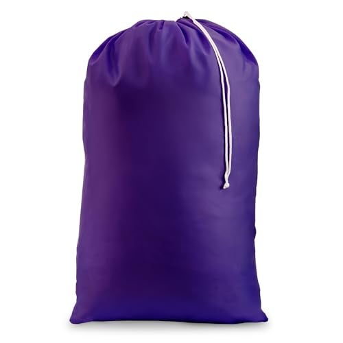 Handy Laundry Nylon Laundry Bag - Locking Drawstring Closure and Machine Washable. These Bags will Fit a Laundry Basket or Hamper and Strong Enough to Carry up to Three Loads of Clothes. (Purple) - Image 1