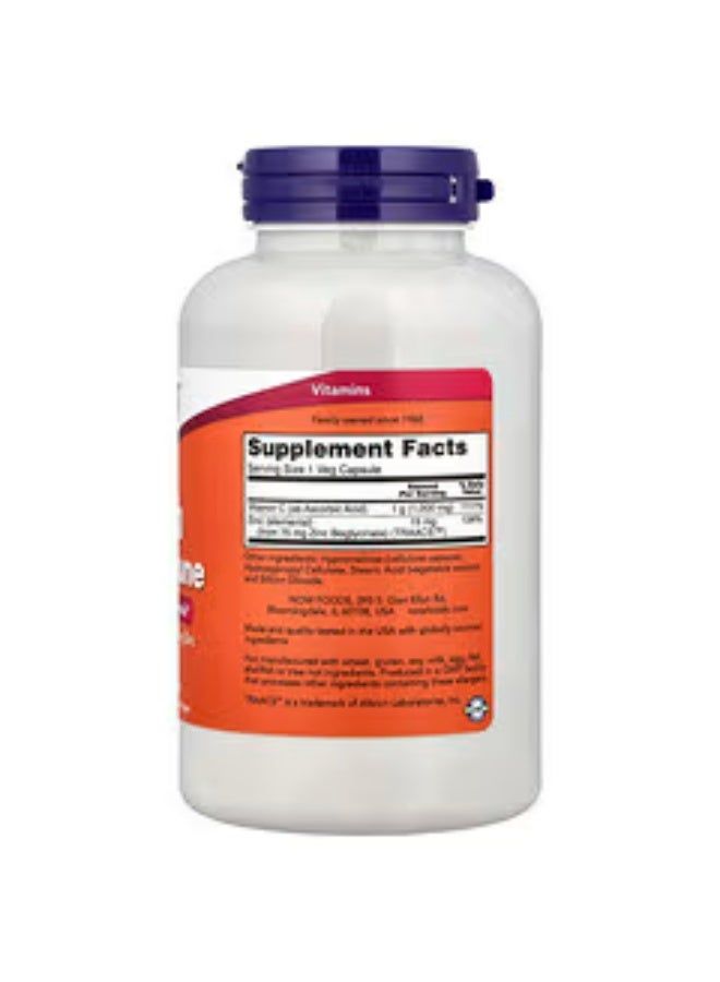 NOW C-1000 with Zinc for Immune Support - Supports the body's immune system. 180 Vegetarian Capsules - Image 2