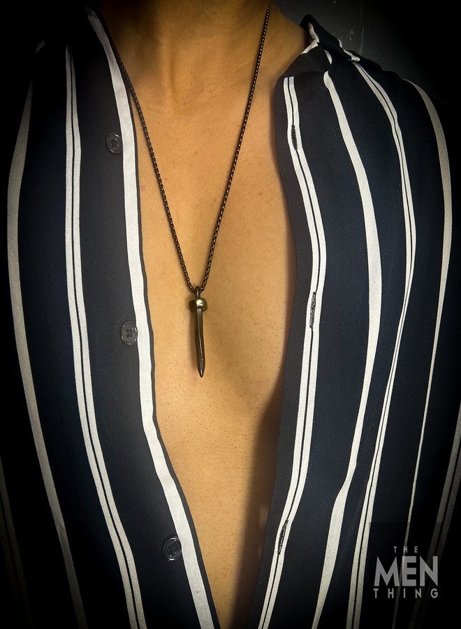 THE MEN THING NAILED IT - Black Tone - Pure Titanium Steel Pendant with 24inch Round Box Chain for Men & Boys - Image 2