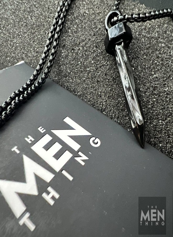 THE MEN THING NAILED IT - Black Tone - Pure Titanium Steel Pendant with 24inch Round Box Chain for Men & Boys - Image 4