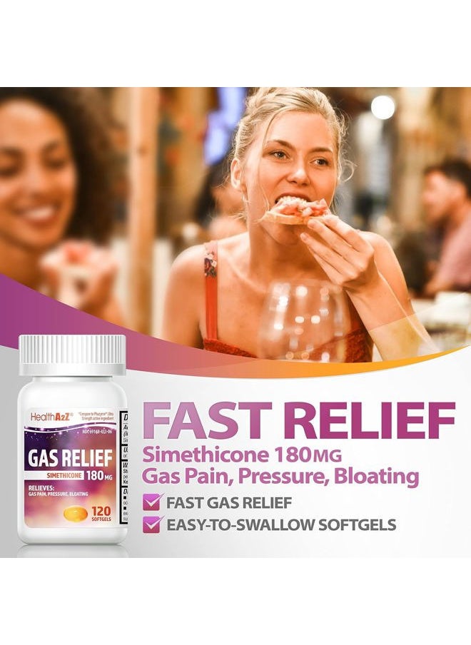HealthA2Z ® Gas Relief Simethicone | 180 MG | Relieves from Stomach Discomfort and Gas | Anti Flatulence | Relieves Gas Fast (120 Count (Pack of 1))  - Image 5