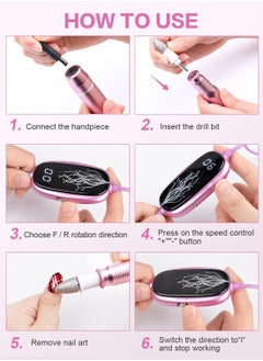 General Professional Manicure Pedicure Kit, Electric Nail Drill Set with LED Display, 25000RPM, 11-Piece Attachments Plus 20 Sanding Bands, Nail Grinder Tool for Women Men Baby Pets, with Dust Brush  - Image 5