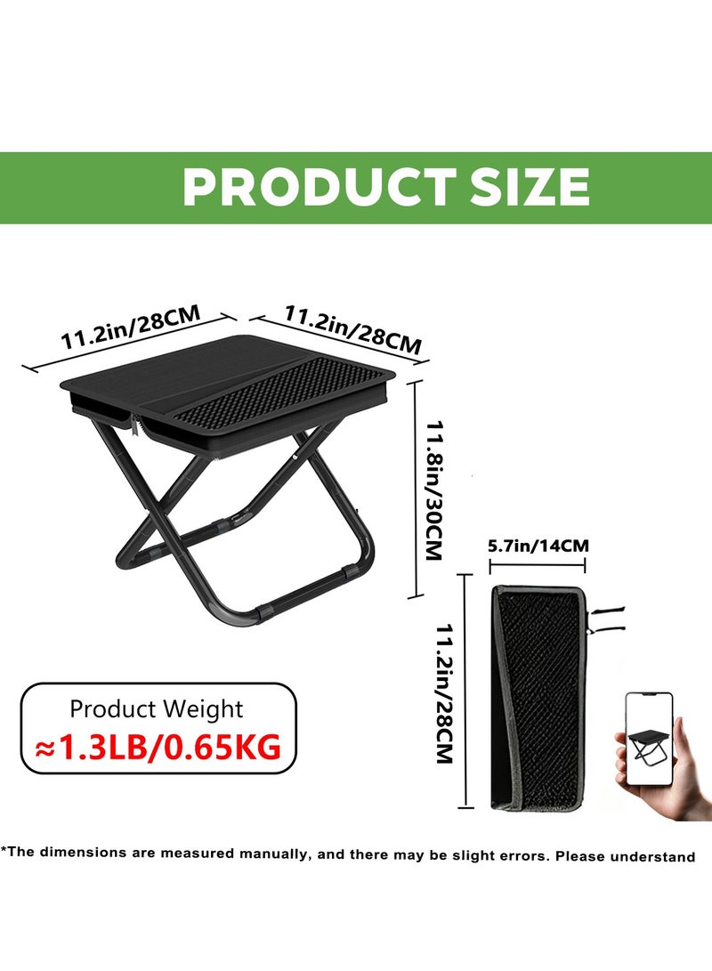 hilimse Portable Small Metal Handbag-Style Portable Folding Stool Durable Lightweight Camping Stool, Compact Outdoor Seat for Travel, Hiking and More(Large Size,Black) - Image 2