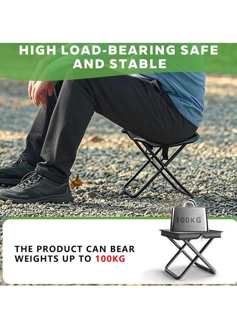 hilimse Portable Small Metal Handbag-Style Portable Folding Stool Durable Lightweight Camping Stool, Compact Outdoor Seat for Travel, Hiking and More(Large Size,Black) - Image 5