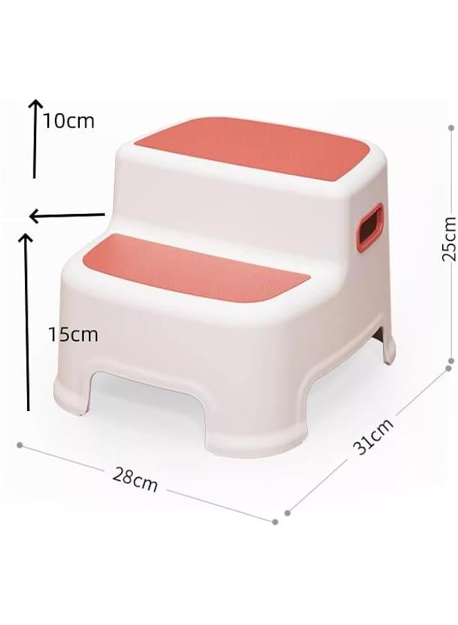 HOOKOR Step Stools for Kids, 2 Step Stool with Anti-Slip Surface and Rubber Bottom, Kids Step Stool for Potty Training, Bathroom Toilet and Kitchen Step Stool (Grey) - Image 2